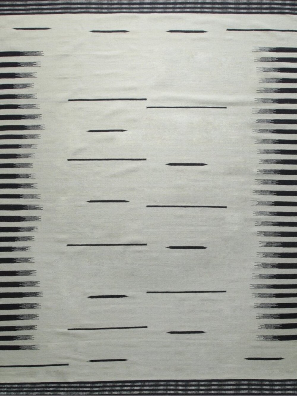 Gray Ivory Flatweave Wool Area Rug 4' x 6' Handmade Neutral Modern